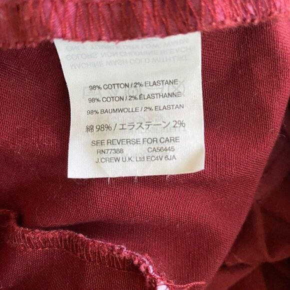 J Crew Mercantile Burgundy Skinny Ankle Jeans SZ 4 - Picture 5 of 9